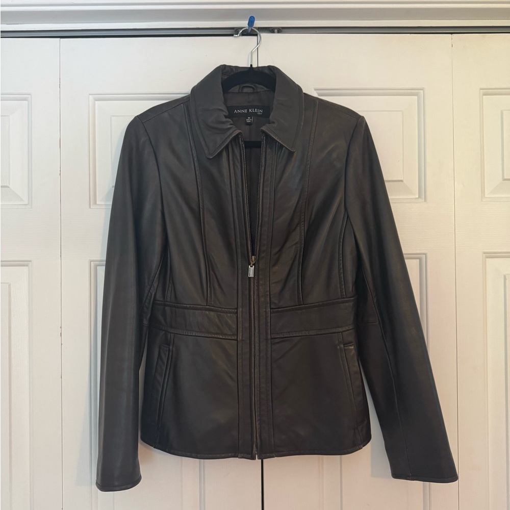 Vintage Anne Klein Brown Leather Jacket